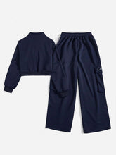 EZwear Contrast Striped Side Jacket & Flap Pocket Cargo Pants